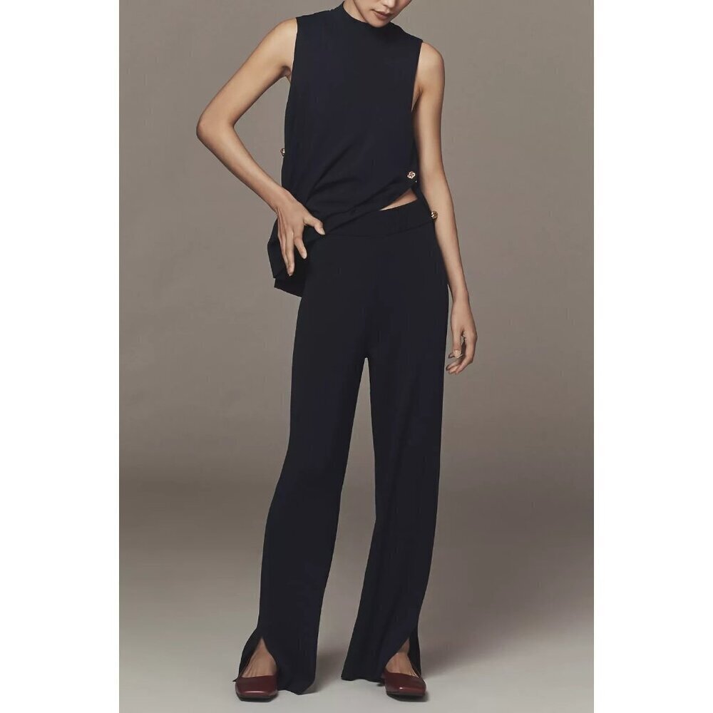 Maeve Pull-On Sweater Pants Navy Blue Knit L
